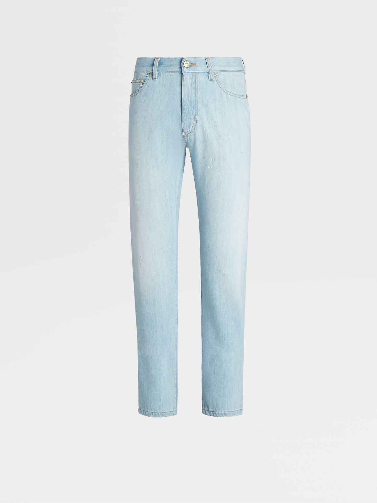Light Blue Bleached Cotton 5-Pocket Jeans